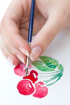 Watercolor Cherry Stock Image Watercolor Cherry Stock Image