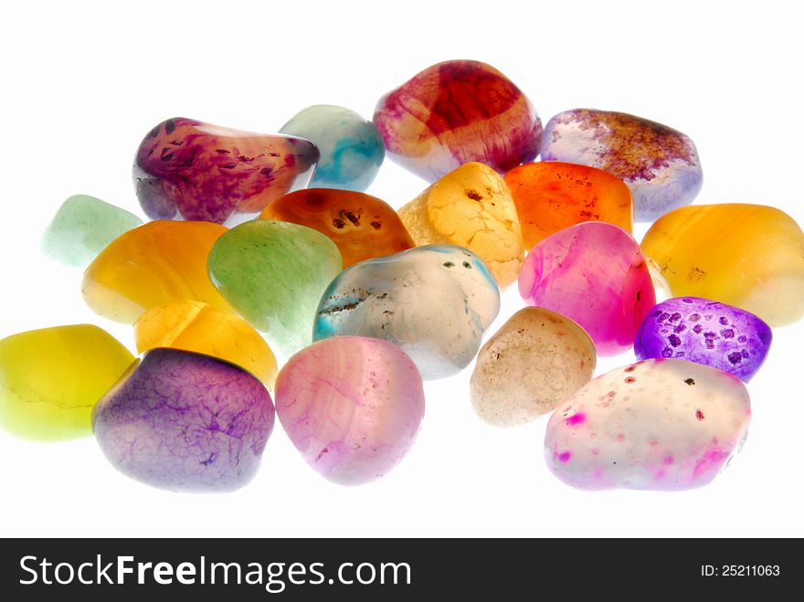 Different colorful transparent agate stones