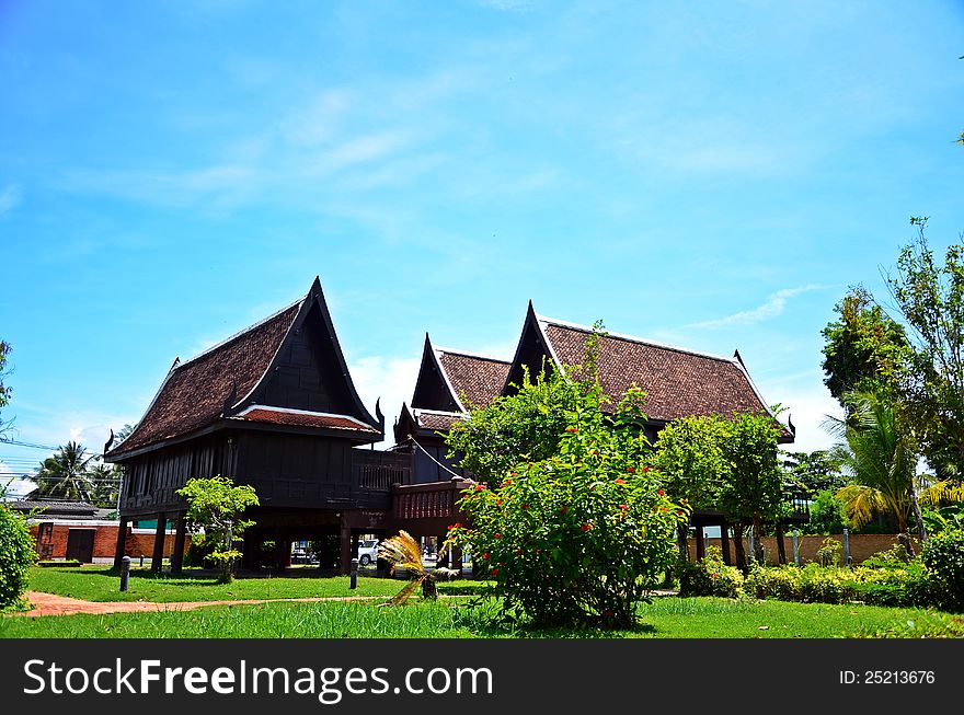 The old style Thai house always have high space under the house for prevent a poisonous animals and flood. The old style Thai house always have high space under the house for prevent a poisonous animals and flood.