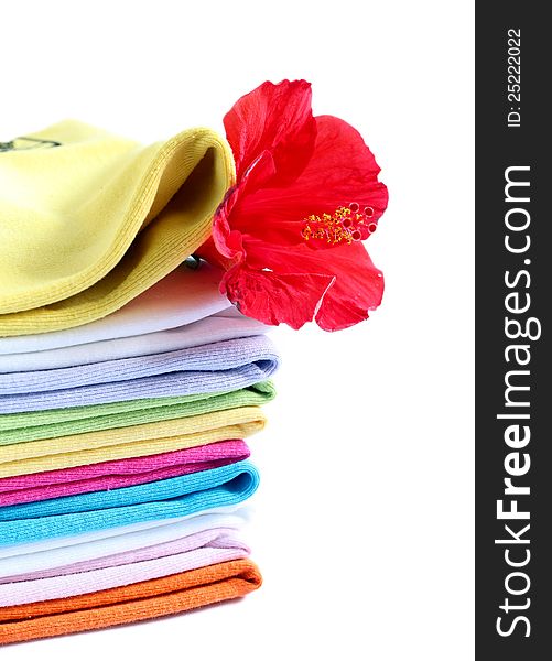 Towels with a fresh scent isolated white background. Towels with a fresh scent isolated white background