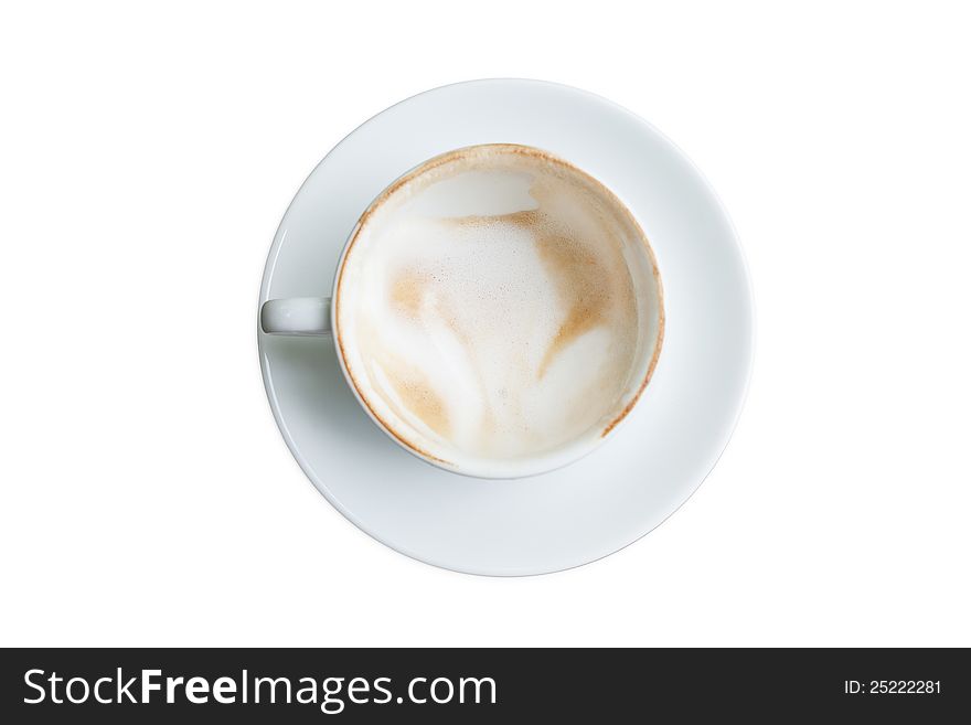 Empty coffee cup on white background