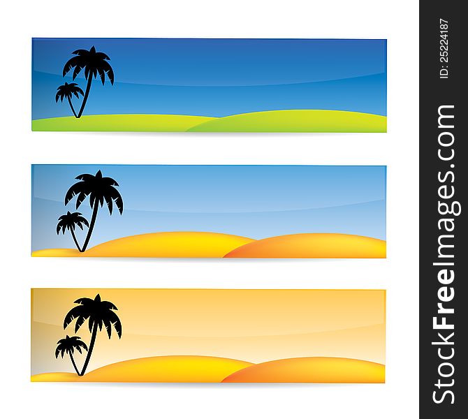 Tropical Vector Banner Set