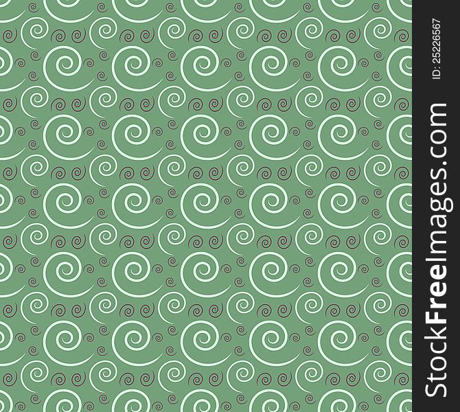 Seamless Repeating Green And White Swirl Pattern