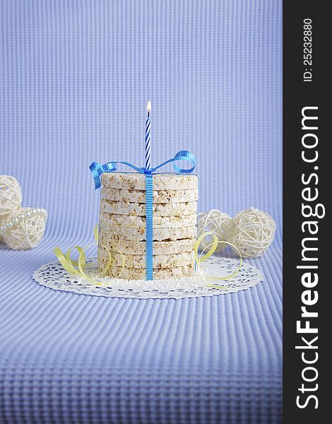 Birthday cake made from rice cake