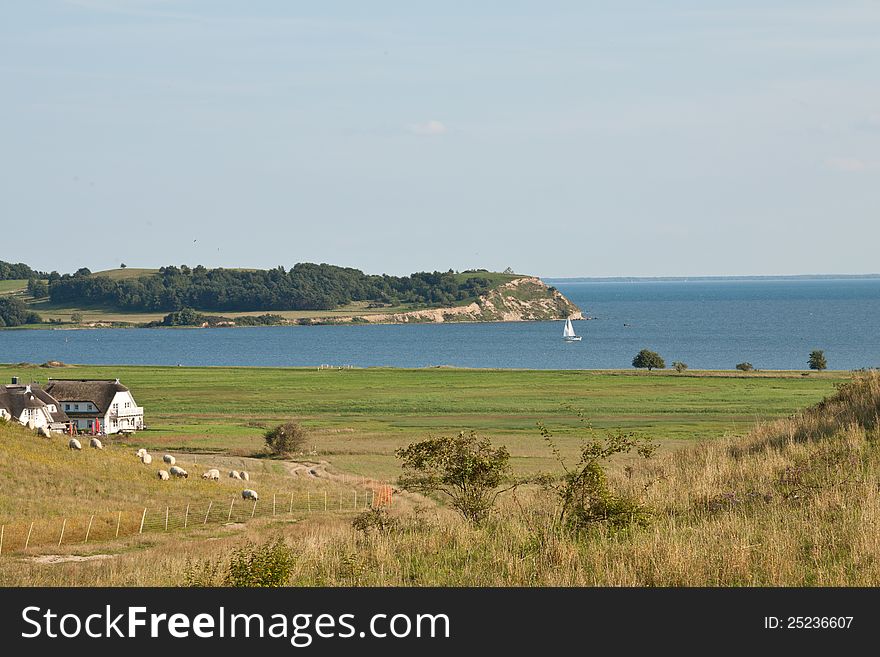 Overlooking a bay at Zicker on the Baltic Sea. Overlooking a bay at Zicker on the Baltic Sea