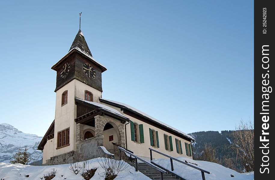 A church in the Swiss Alps. A church in the Swiss Alps