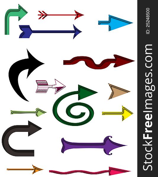 Collection of different colorful arrows