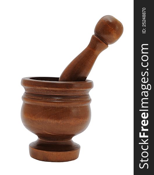 Wooden mortar and pestle