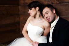 Couple In Their Wedding Clothes In Barn With Hay Stock Photos Couple In Their Wedding Clothes In Barn With Hay Stock Photos