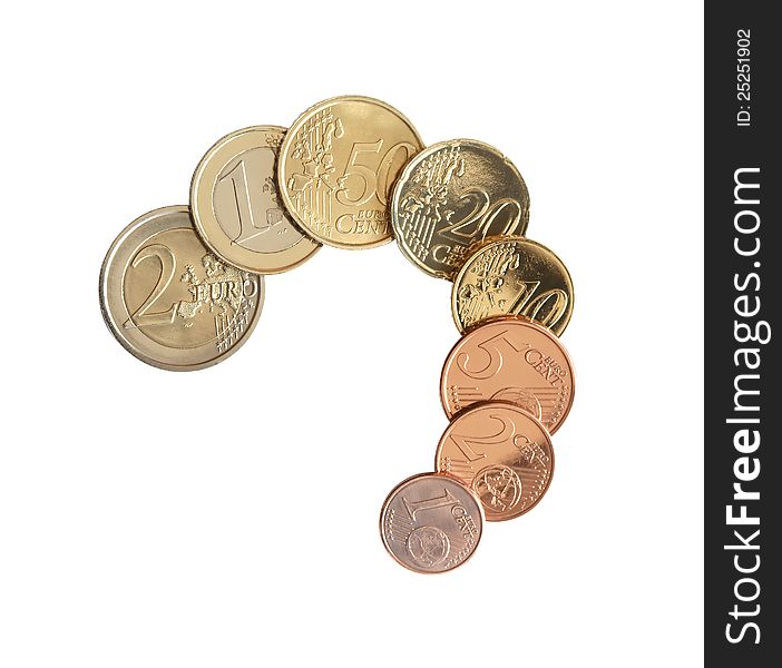 Set of European Union coins on white background. Clipping path is included. Set of European Union coins on white background. Clipping path is included