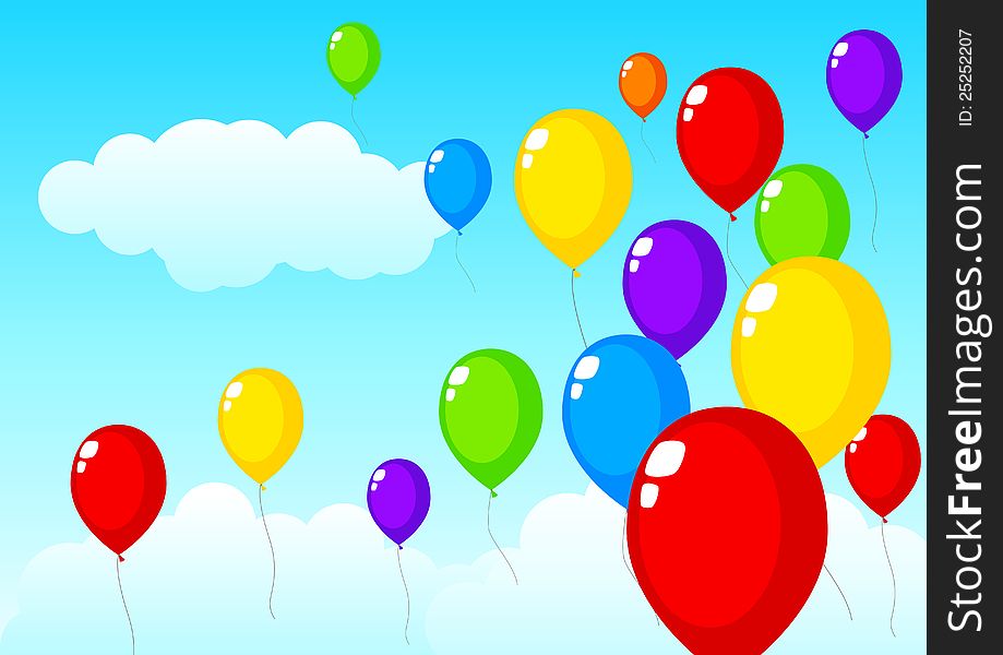 Illustration of balloons floating on the sky