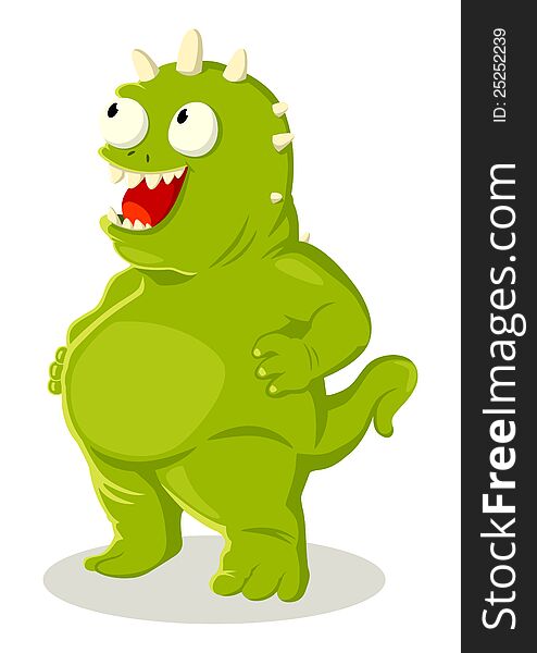 Cartoon illustration of a green monster. Cartoon illustration of a green monster