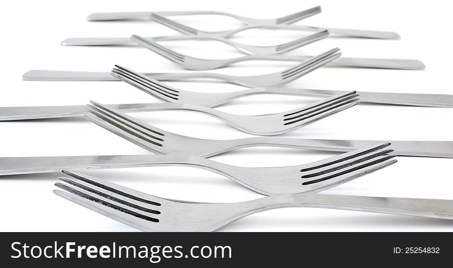 Several forks forming a pattern