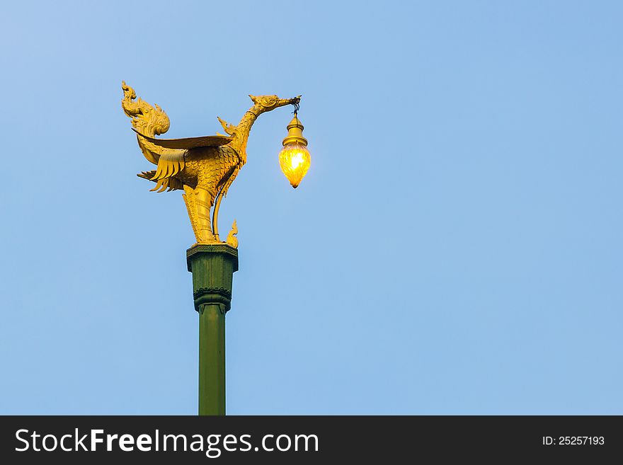 The swan native Thai style street lamp pillar