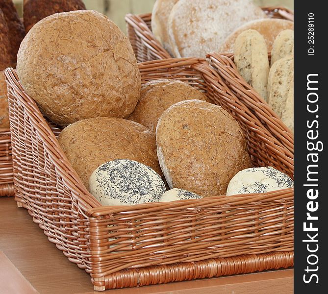 Freshly Baked Bread and Prepared Bread Dough. Freshly Baked Bread and Prepared Bread Dough.