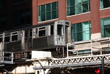 Elevated Commuter Train In City Of Chicago Royalty Free Stock Photo