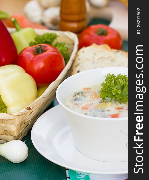 Vegetables broth - soup is healthy and nutritious meals