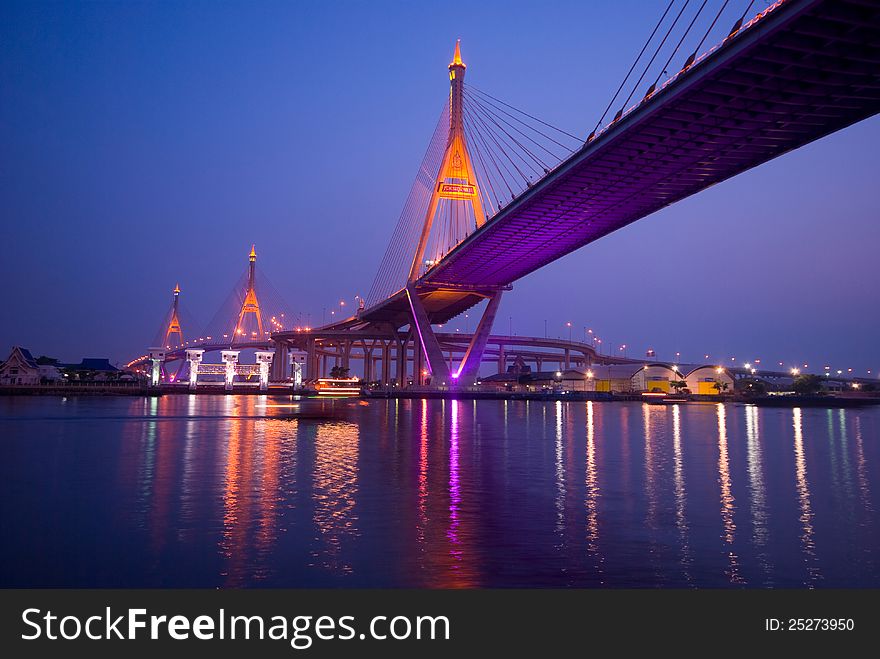 Bridge across the Chao Phraya River in Bangkok.