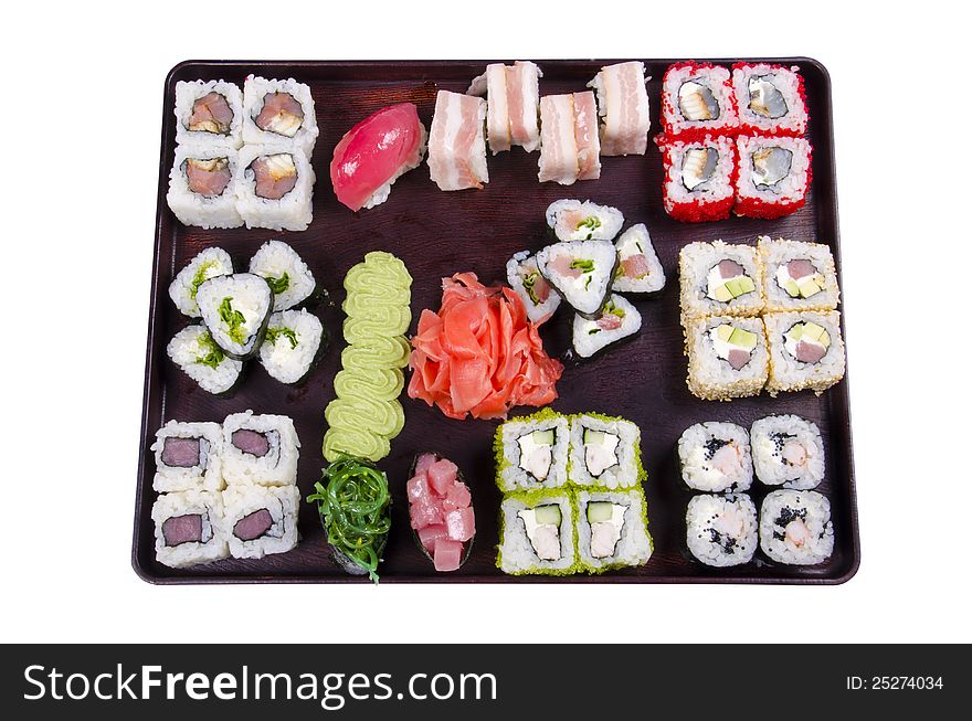 Set with sushi and rolls