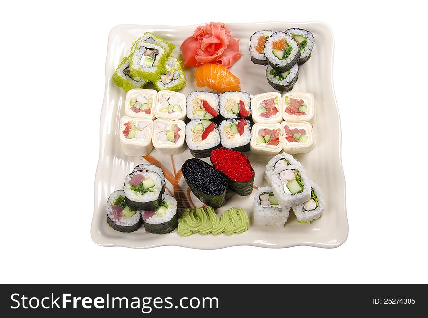 Set with sushi and rolls