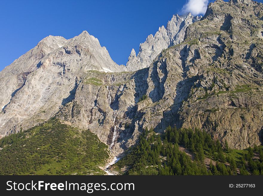 View of val veny and monte bianco. View of val veny and monte bianco