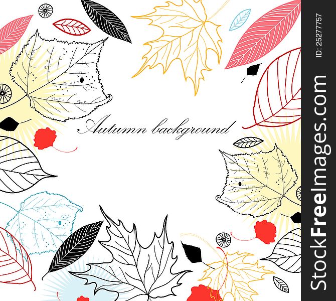 Graphic background with autumn leaves on white. Graphic background with autumn leaves on white