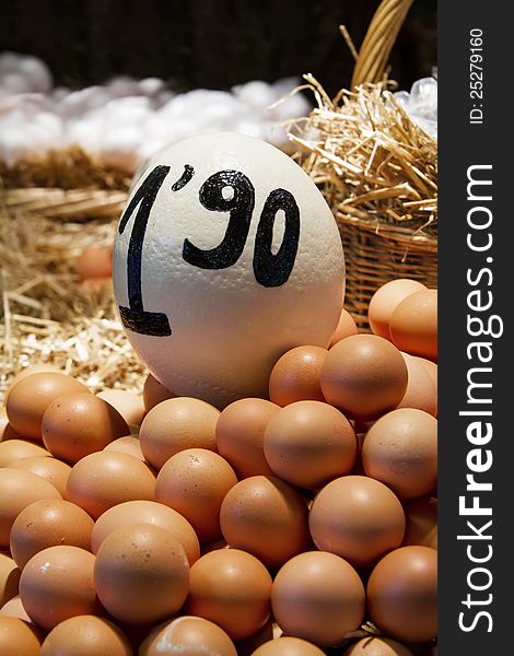 Different kinds of eggs in the market