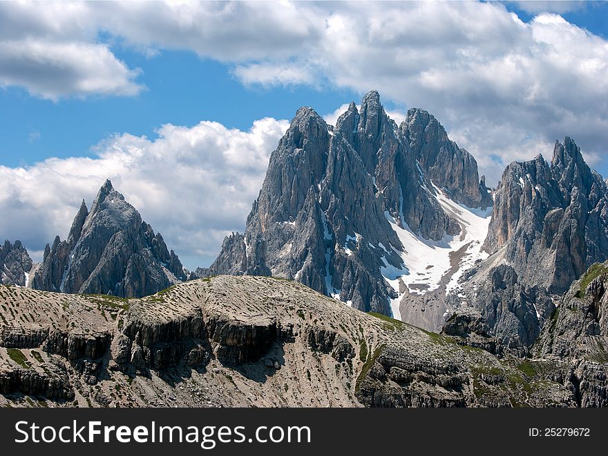 Alps, Italian Dolomites - Glacier in summer season. Alps, Italian Dolomites - Glacier in summer season