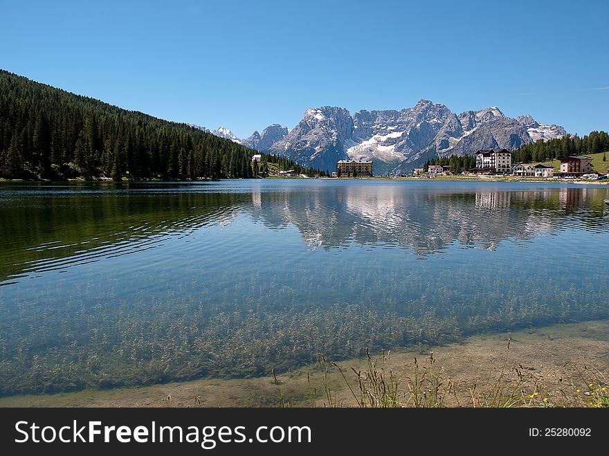 Misurina Lake In The Alps Mountains