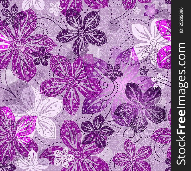 Seamless floral gray pattern