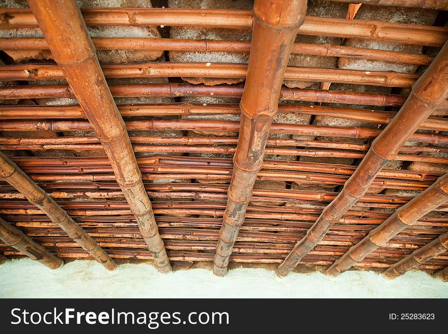 Image of bamboo roof under hut