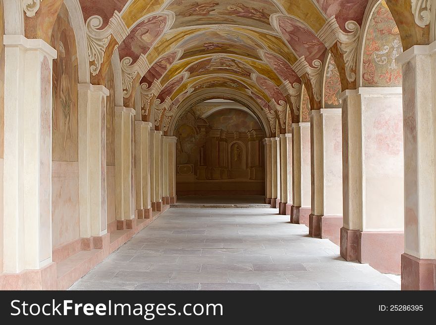 Decorative ornate church tunnel with copy space. Decorative ornate church tunnel with copy space