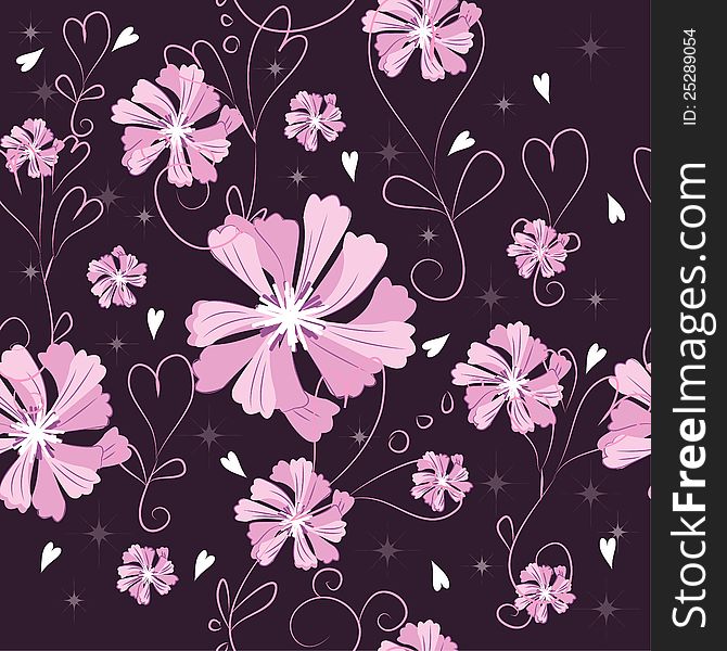 Dark vector seamless background with flowers. Dark vector seamless background with flowers