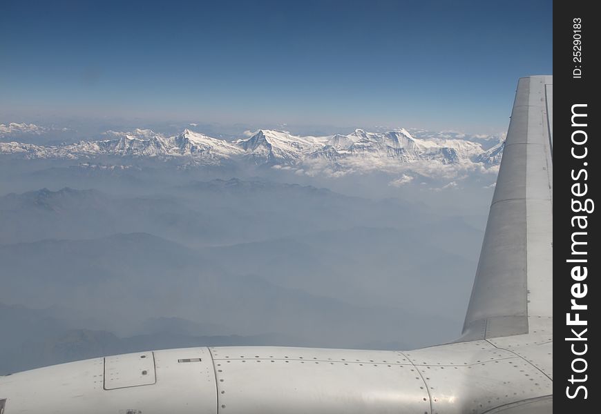 Himalayas, photographed from a aeroplane. Himalayas, photographed from a aeroplane.