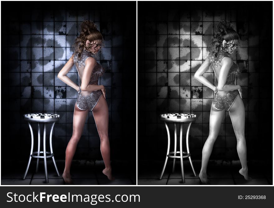 Digital girl for your artistic creations and/or your projects digital pinup girl with her lingerie