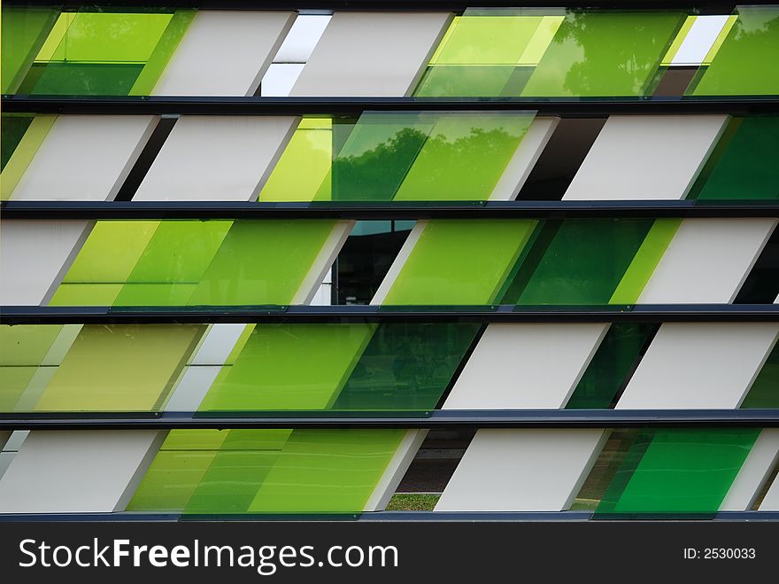 Colorful tinted glass in the parks