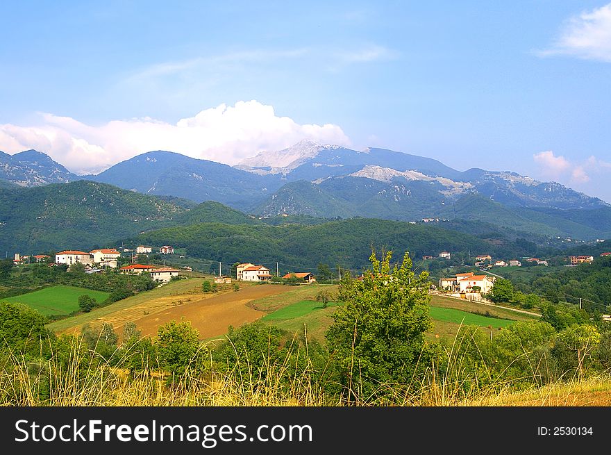 Village under the high mountains. Village under the high mountains