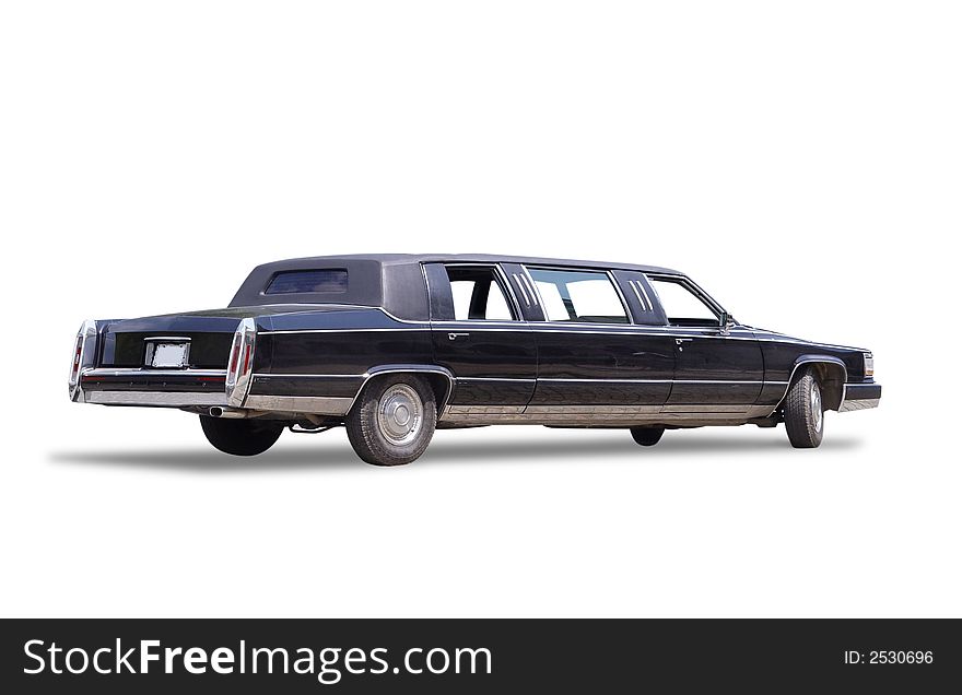 Big black limousine isolated on white. Big black limousine isolated on white