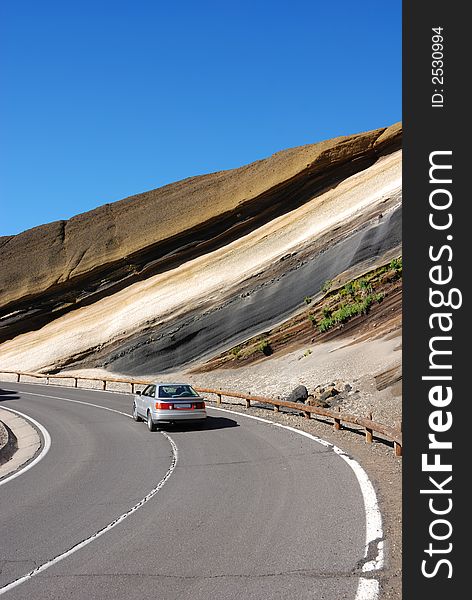 Road through volcanic landscape at Tenerife. Road through volcanic landscape at Tenerife