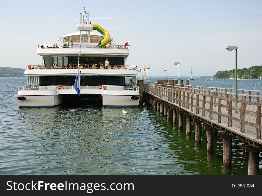 Recreational boat at lake Starnberg, Germany