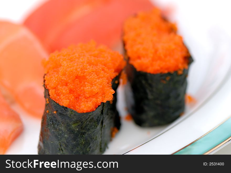Smelt Roe wrapped in seaweed