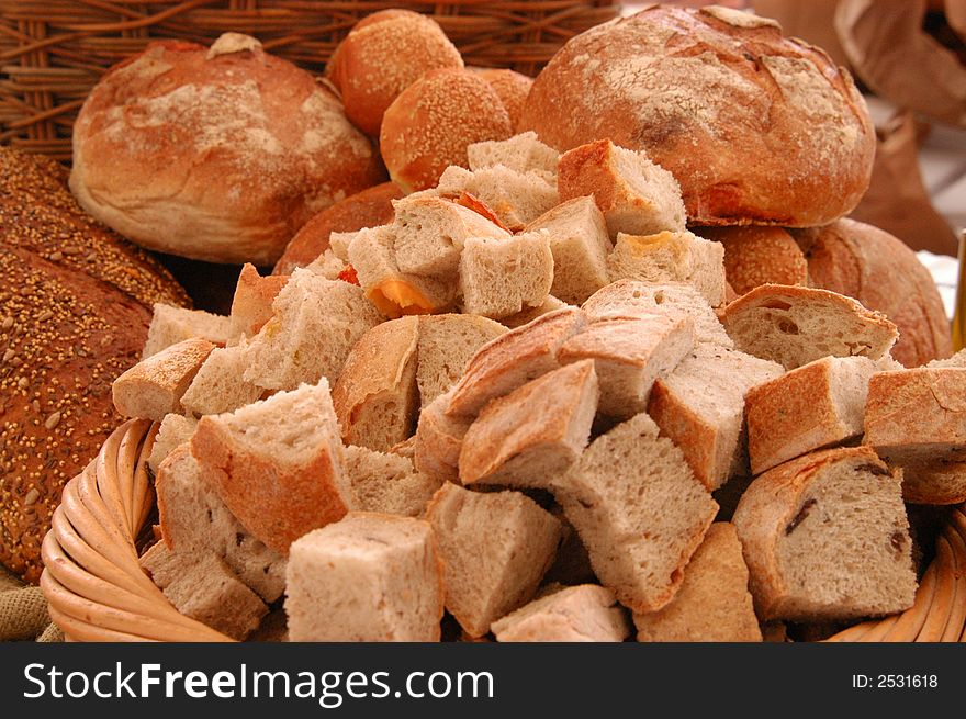 Bread in a food display