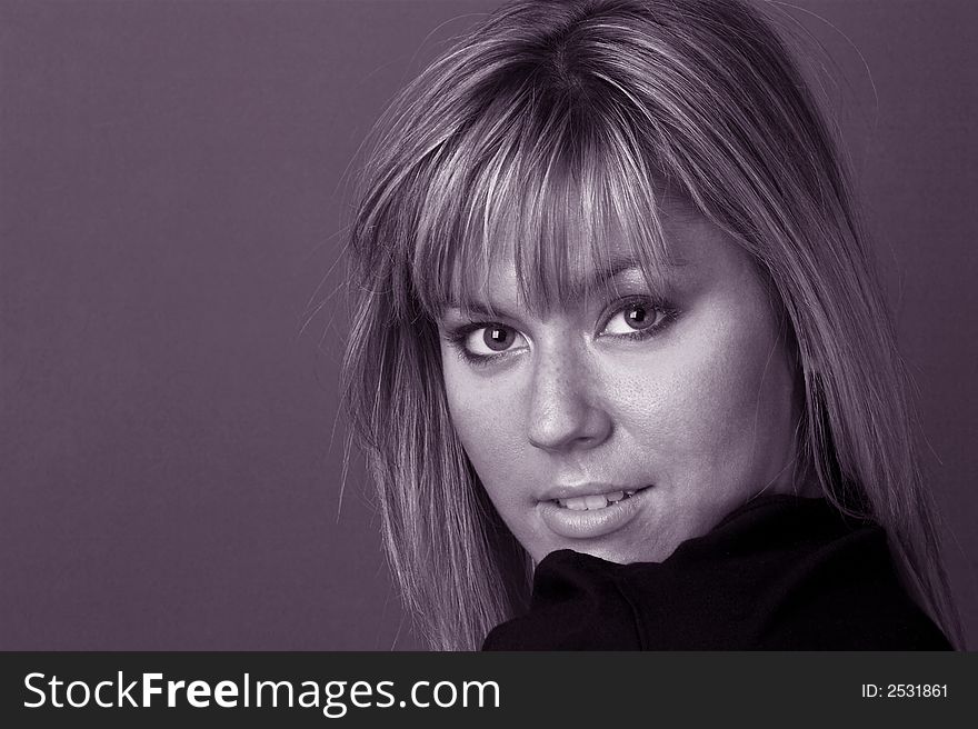 Portrait of beautiful young woman in closeup