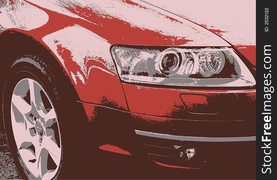 Vectorised detail of a red car