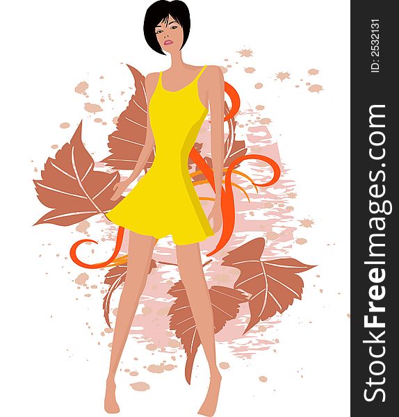 woman and floral background - vector - vector. woman and floral background - vector - vector