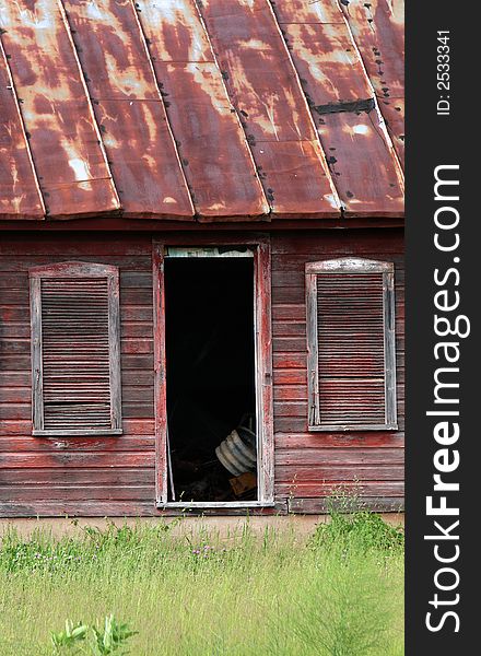 Falling apart rustic old farmhouse