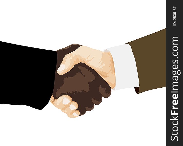 Two business people shaking their hands; illustration. Two business people shaking their hands; illustration