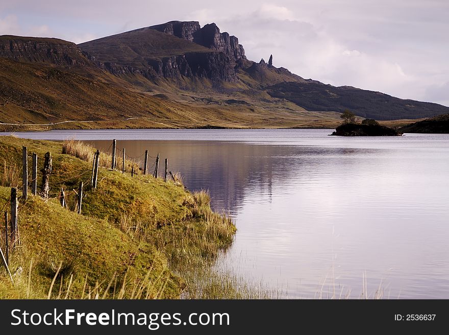 Old Man of Storr over Loch