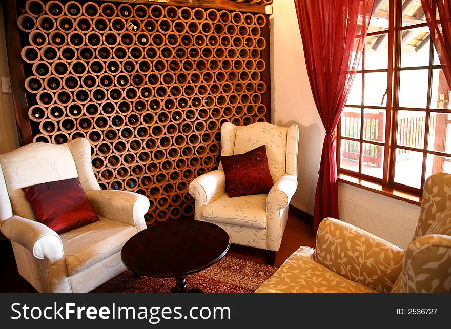 A reading corner at a guest house.