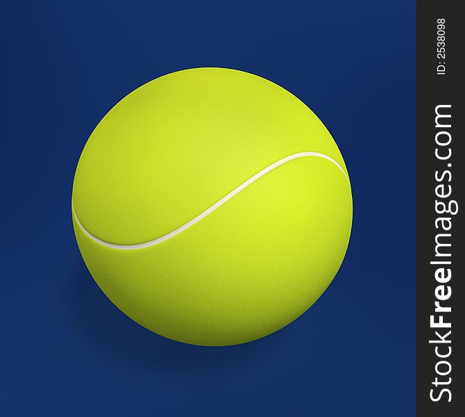 Single tennis ball isolated on blue background
